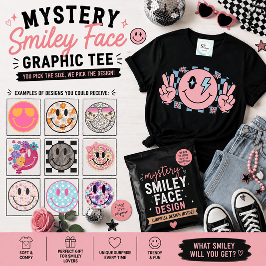 Mystery Retro Graphic Tee Smiley Y2K Face Surprise Shirt
