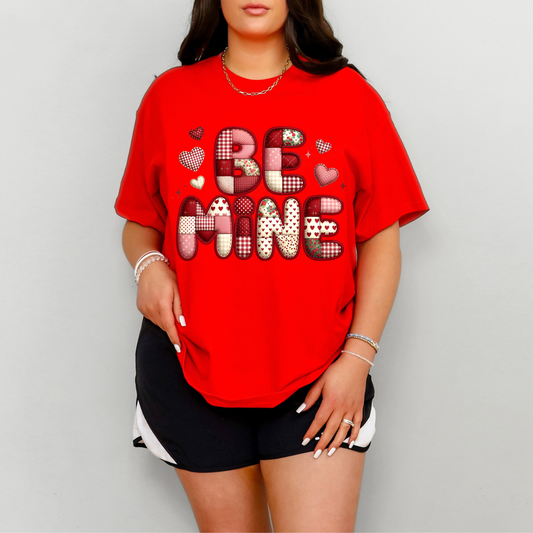 Be Mine Patchwork t-shirt and sweatshirt options unisex fit