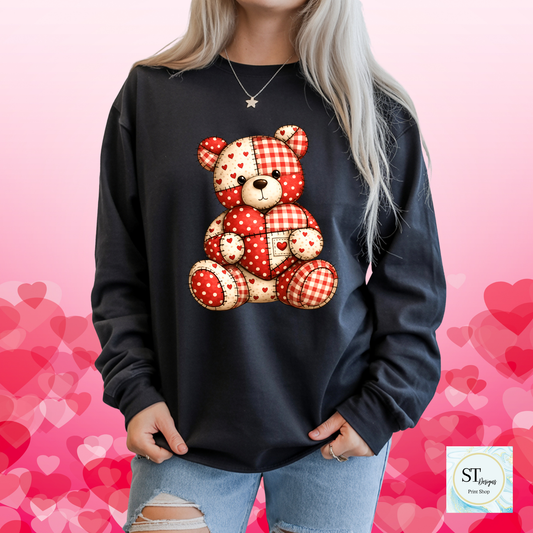 Faux Patch Heart Teddy Bear