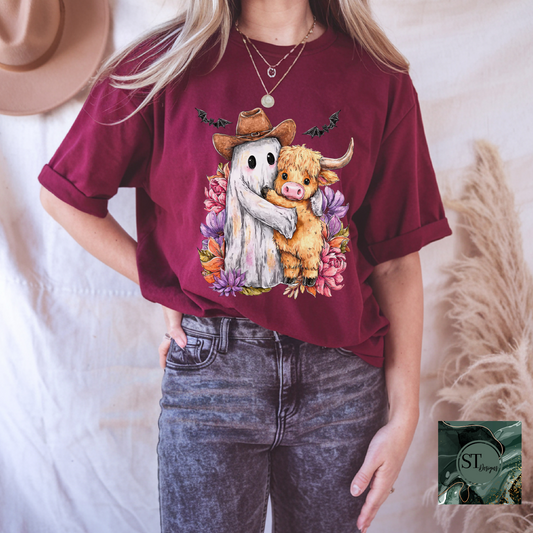 Hugging Ghost and Cow Floral