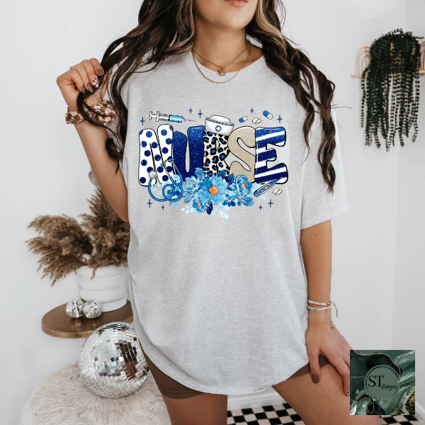 Nurse royal blue and white