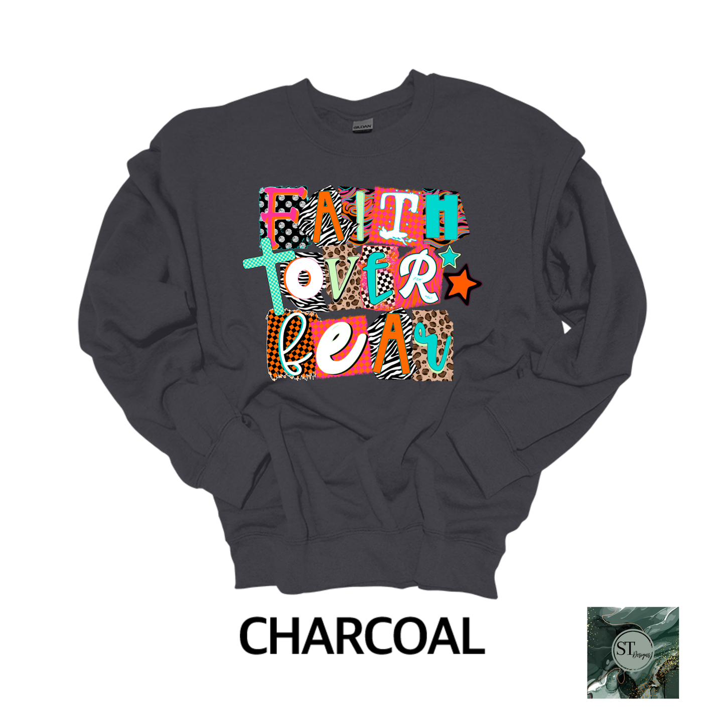 Faith Over Fear Pop Culture Colorful T-shirt and Long sleeve options unisex fit