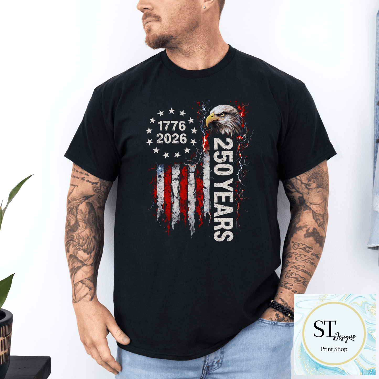 Distressed American Flag & Eagle