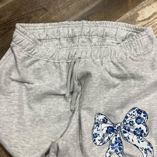 Blue Floral Bow Sweater