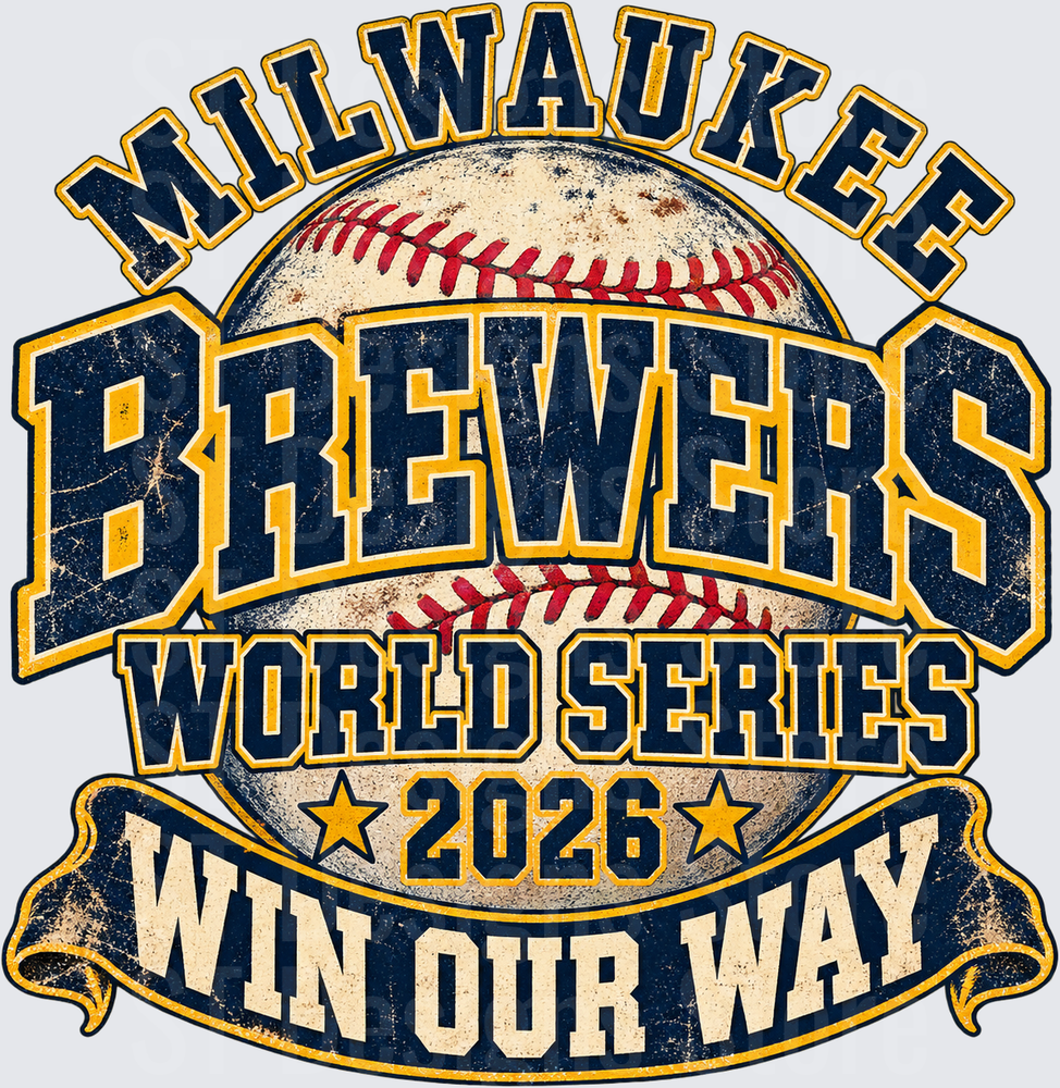 Milwaukee Brewers World Series 2026 Win Our Way Vintage Distressed Baseball Graphic DTF Transfer