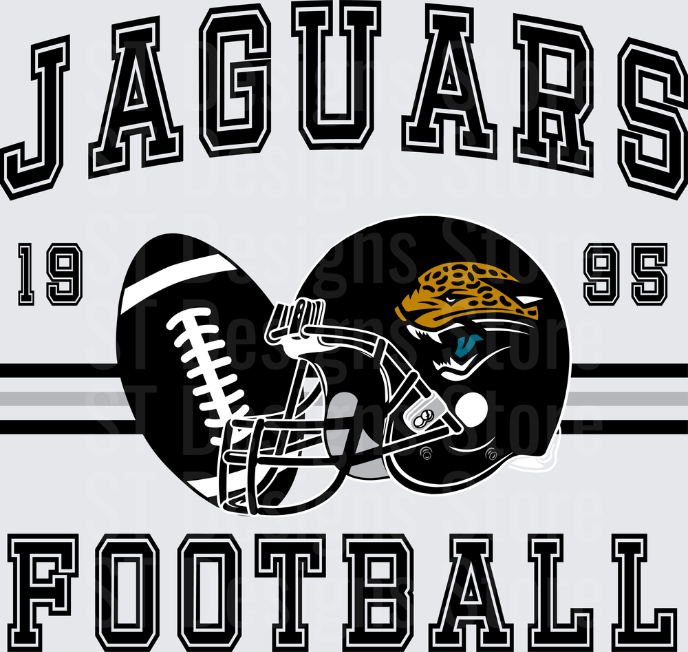 Jaguars Football 1995 Vintage Collegiate Arch Helmet and Football Graphic DTF Transfer
