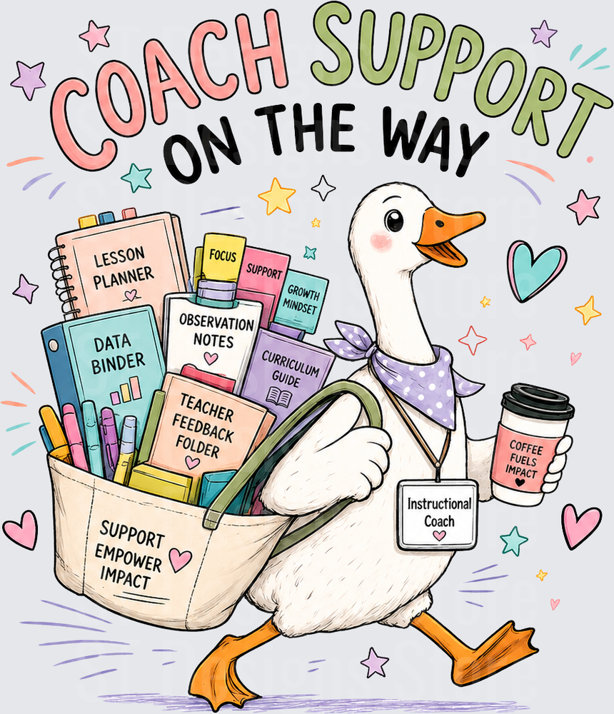 Cute Goose Instructional Coach Support On The Way Tote Bag Coffee School Supplies Teacher Appreciation DTF Transfer