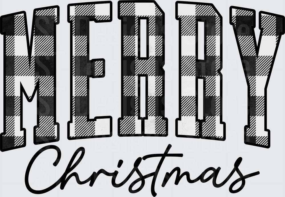 001MerryChristmasPlaidBLACKANDWHITE