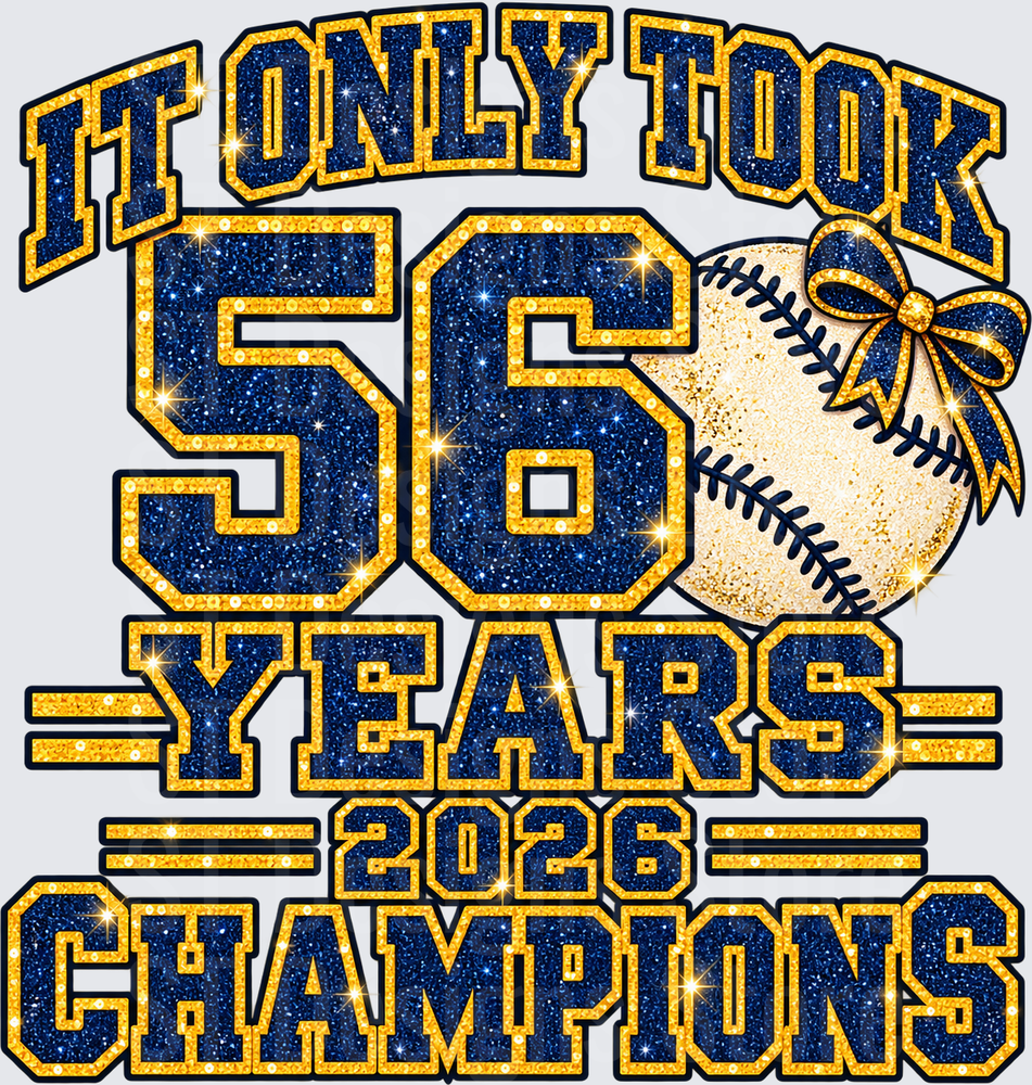 Navy Gold Glitter Baseball Champions