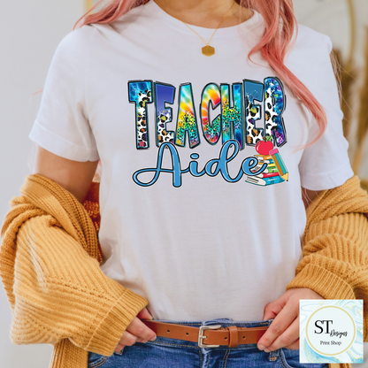 Teacher Aide Graphic T-Shirt | Cute Teacher Assistant Shirt | School Support Staff Tee | Back to School | Unisex S-5XL
