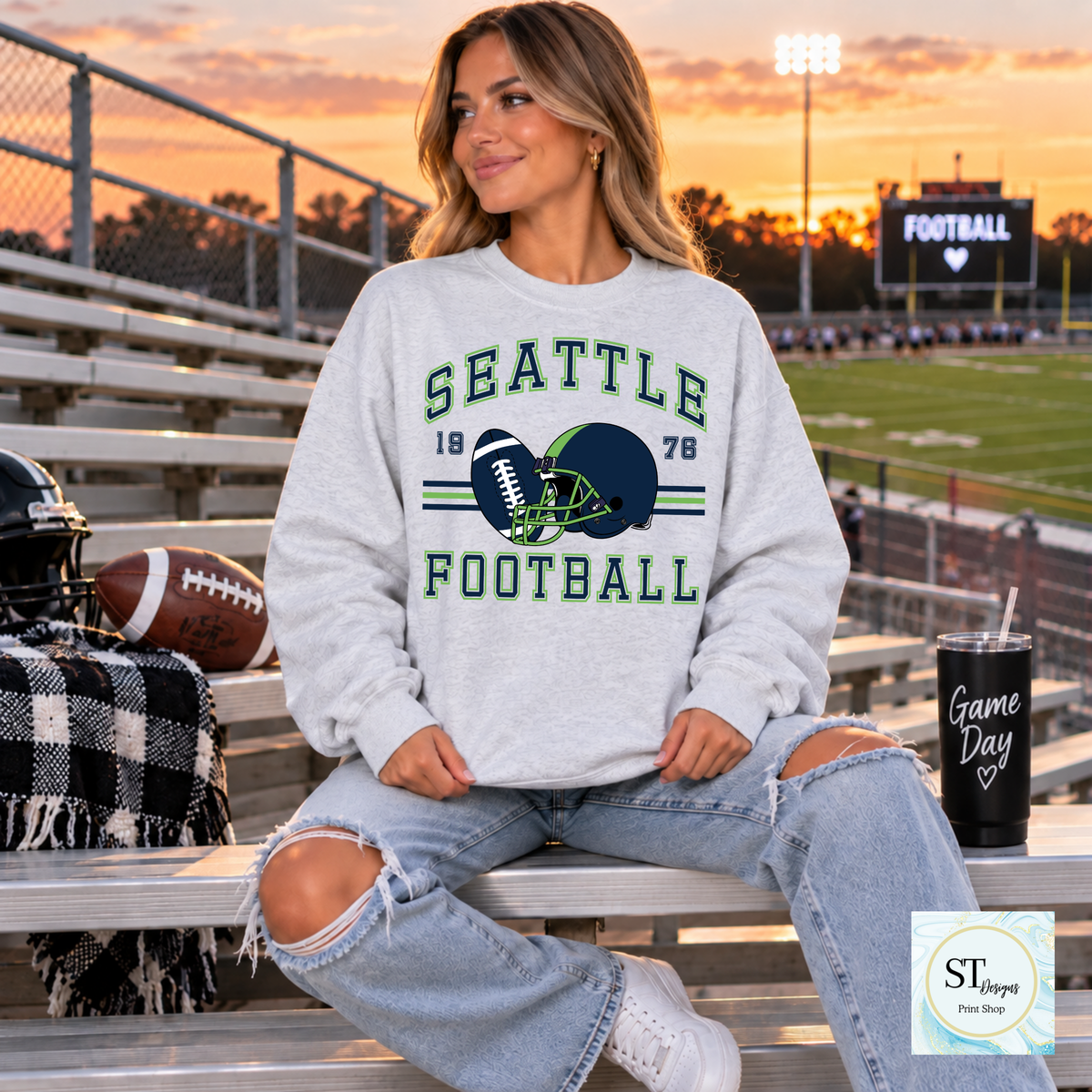 Game Day Football Crewneck Sweatshirt | Choose Your Team + Optional Custom Name & Number