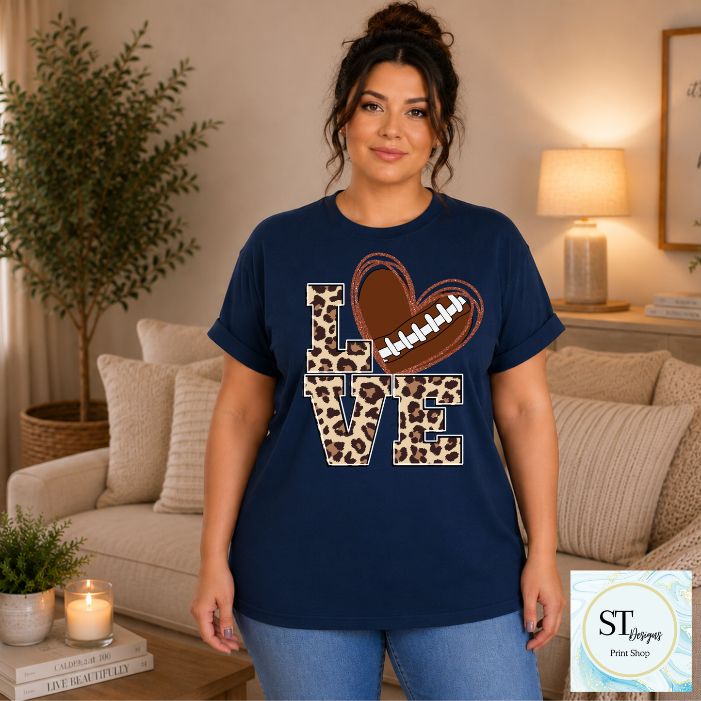Leopard Glitter Print LOVE Football