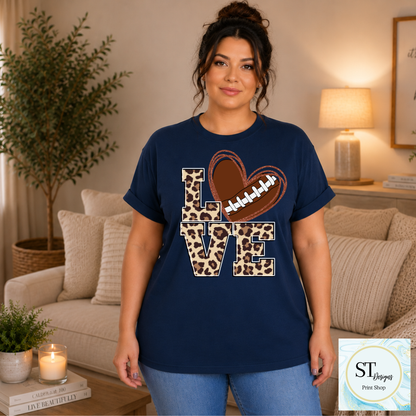 Leopard Glitter Print LOVE Football