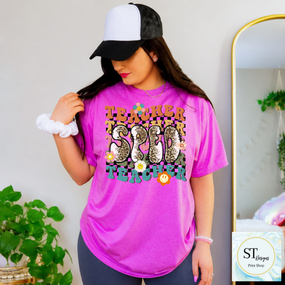 Retro Teacher Life SPED Graphic T-Shirt | Boho Speckled SPED Teacher Tee | Cute Back to School Shirt | Unisex S-5XL