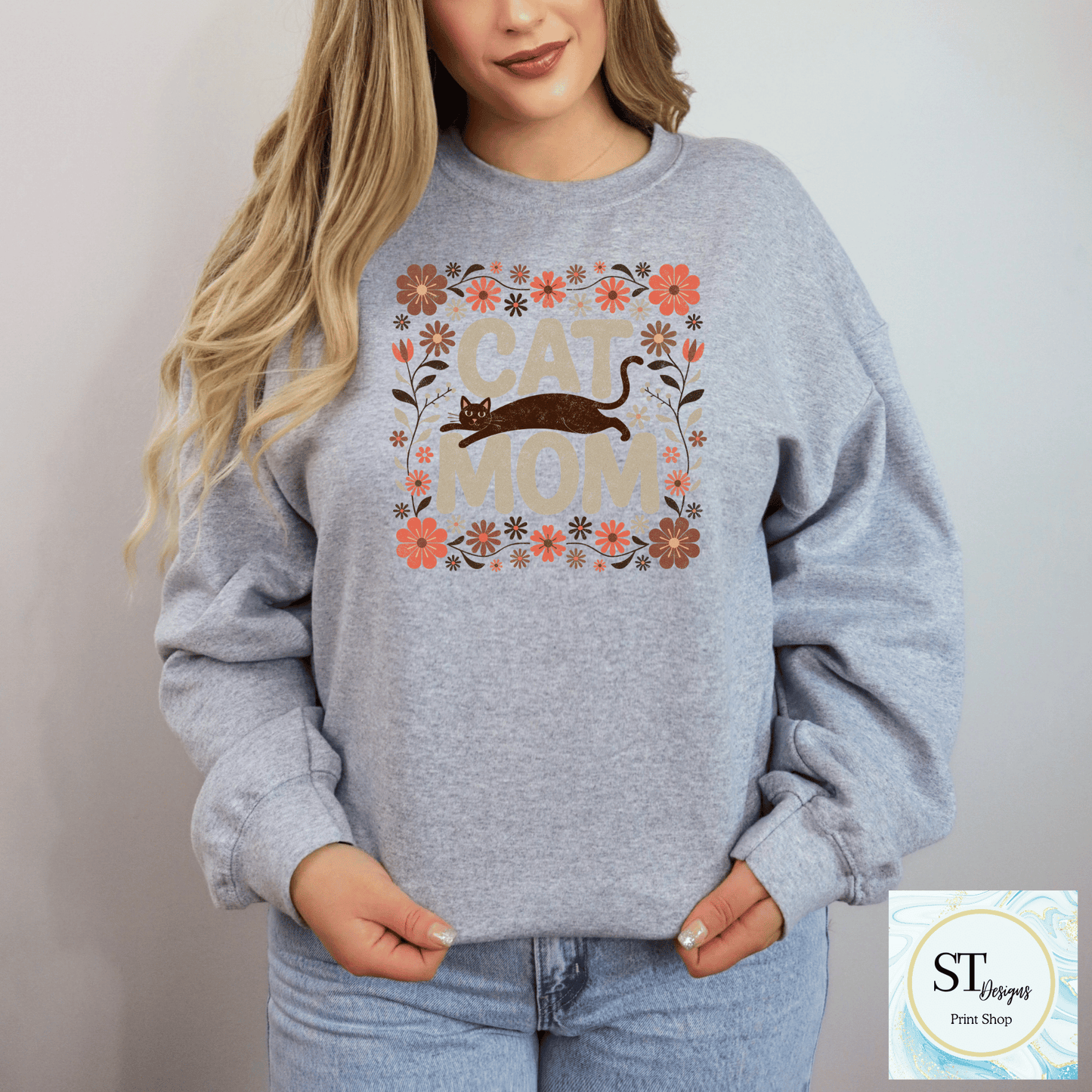 Cat Mom Floral Cat Lover