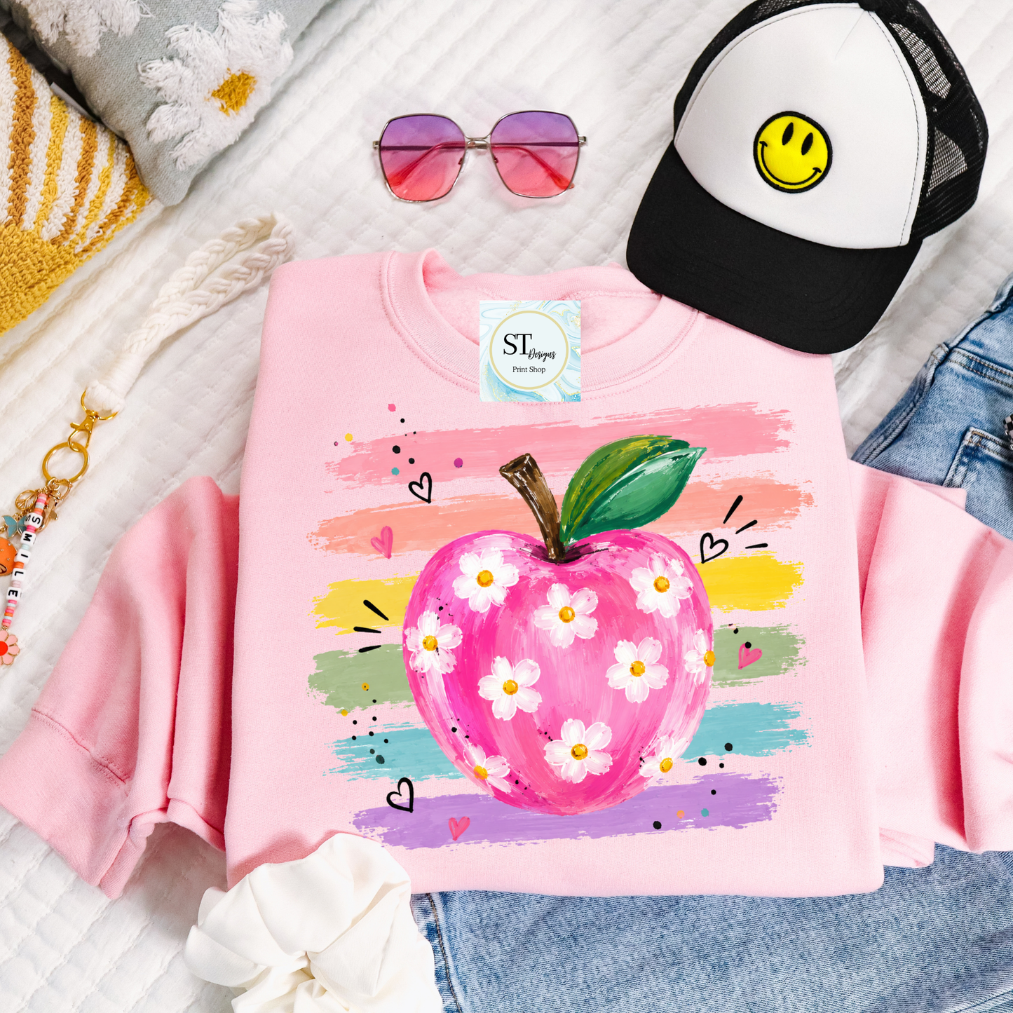 Preppy Teacher Watercolor Apple