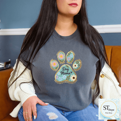 Floral Dog Mama Paw Print