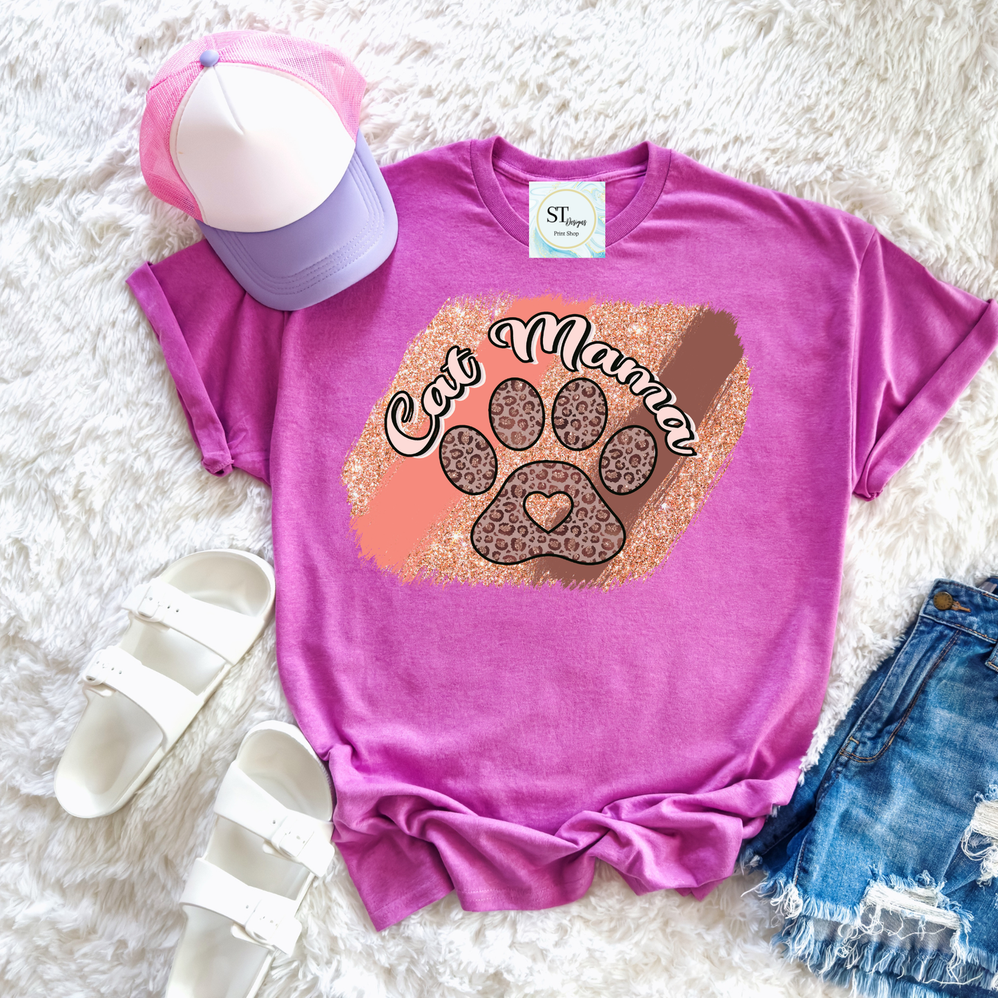 Leopard Glitter Cat Mama