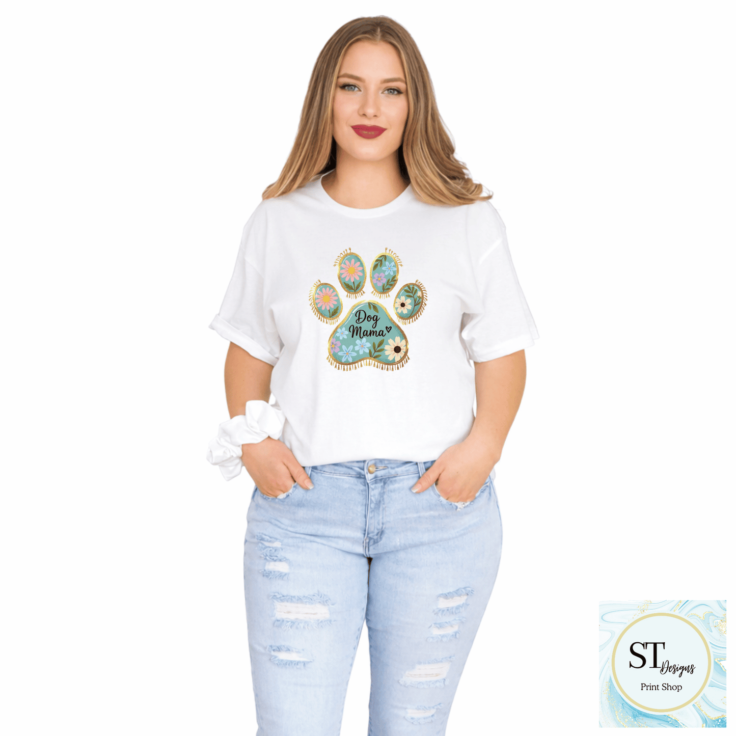 Floral Dog Mama Paw Print