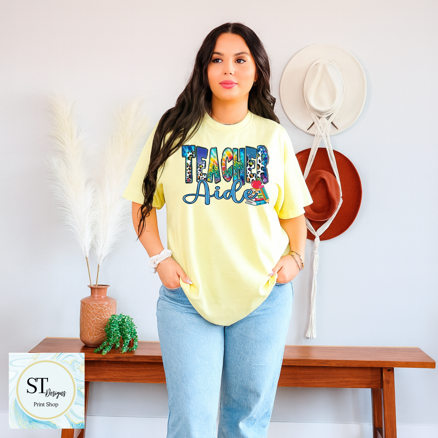 Teacher Aide Graphic T-Shirt | Cute Teacher Assistant Shirt | School Support Staff Tee | Back to School | Unisex S-5XL