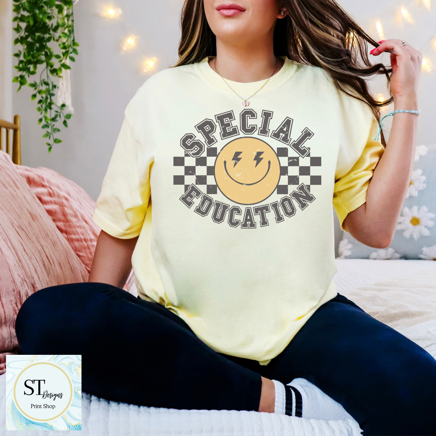 Special Education Smiley Face Teacher Shirt | Retro SPED Teacher Graphic Tee