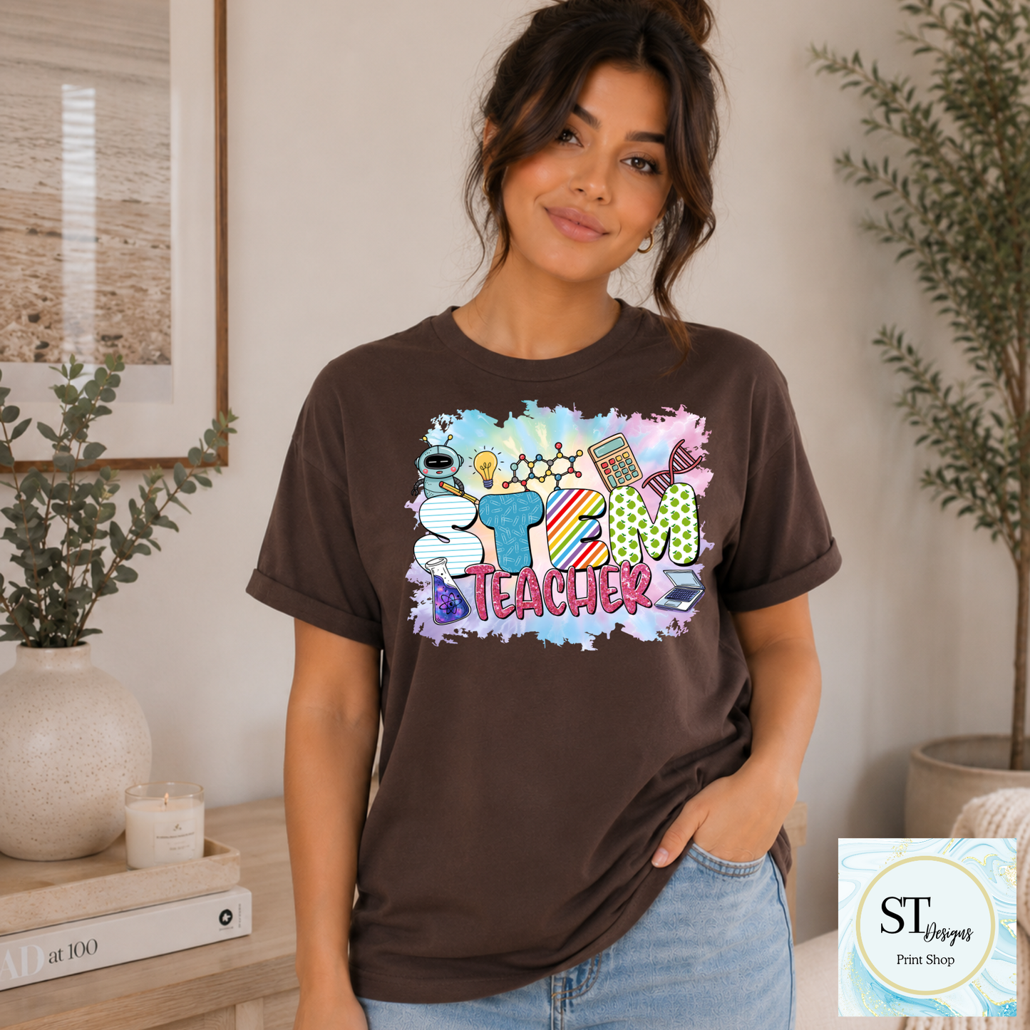 STEM Teacher Graphic Crewneck Sweatshirt | Science, Technology, Engineering & Math Teacher Sweatshirt | Unisex S-5XL