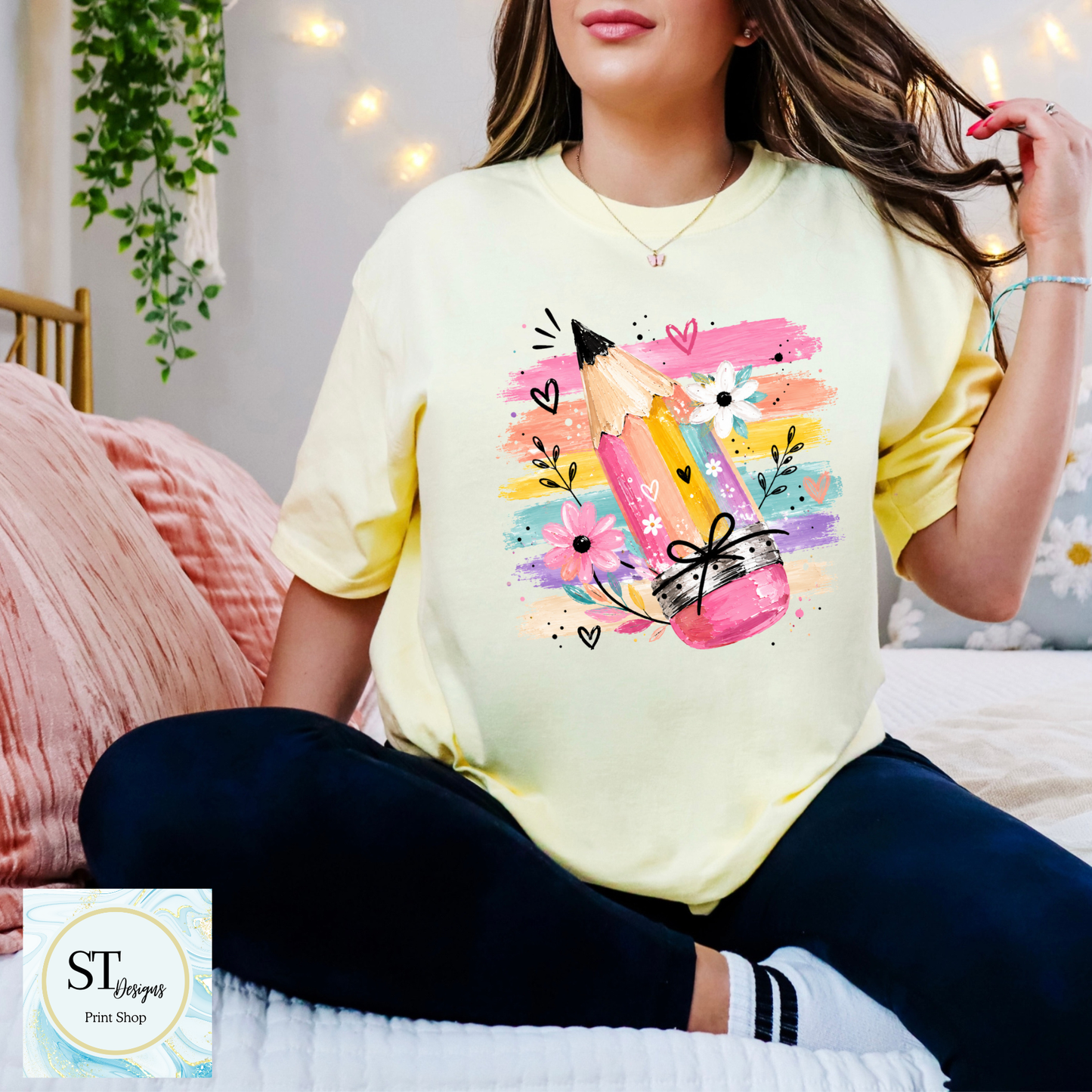 Colorful Pencil Teacher Shirt | Cute Back to School Graphic Tee | Teacher Appreciation Gift | Classroom T-Shirt
