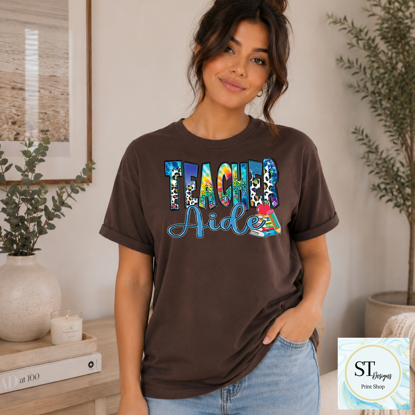 Teacher Aide Graphic T-Shirt | Cute Teacher Assistant Shirt | School Support Staff Tee | Back to School | Unisex S-5XL