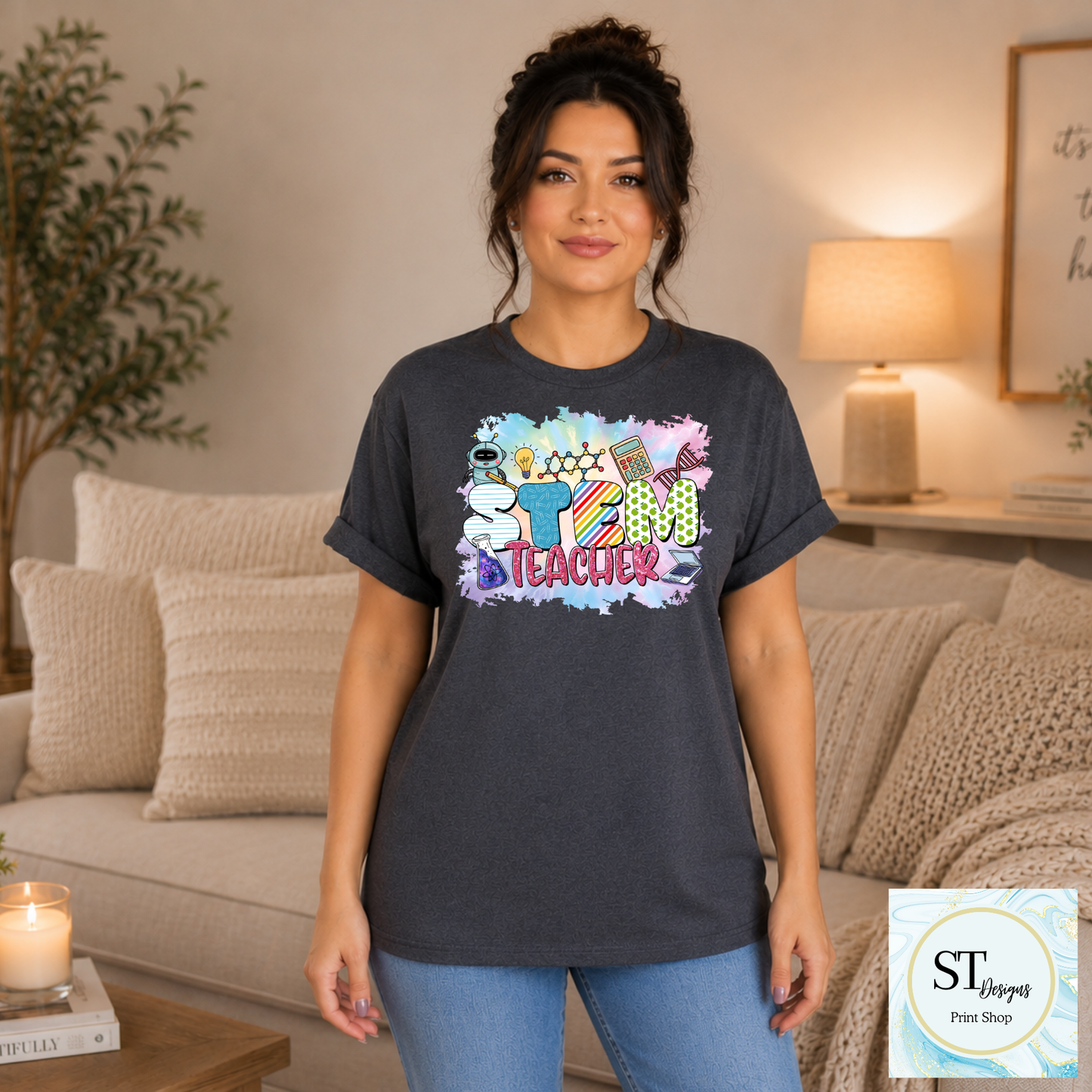 STEM Teacher Graphic Crewneck Sweatshirt | Science, Technology, Engineering & Math Teacher Sweatshirt | Unisex S-5XL