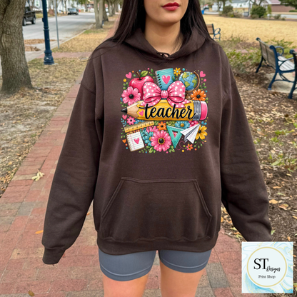 Cute Teacher Graphic T-Shirt | Pencil & Floral Teacher Shirt | Back to School Teacher Tee | Teacher Appreciation Gift | Unisex S-5XL