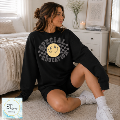 Special Education Smiley Face Teacher Shirt | Retro SPED Teacher Graphic Tee