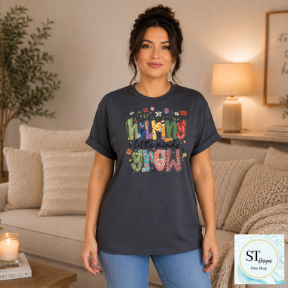 Helping Little Minds Grow Teacher T-Shirt | Cute Floral Teacher Graphic Tee | Preschool & Elementary Teacher Shirt | Unisex S-5XL