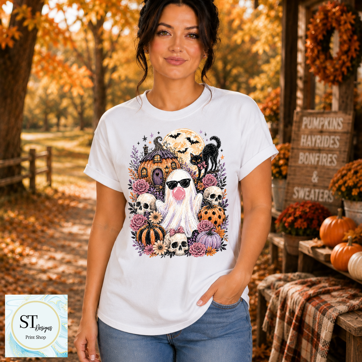 Spooky Cute Bubblegum Ghost Halloween Shirt