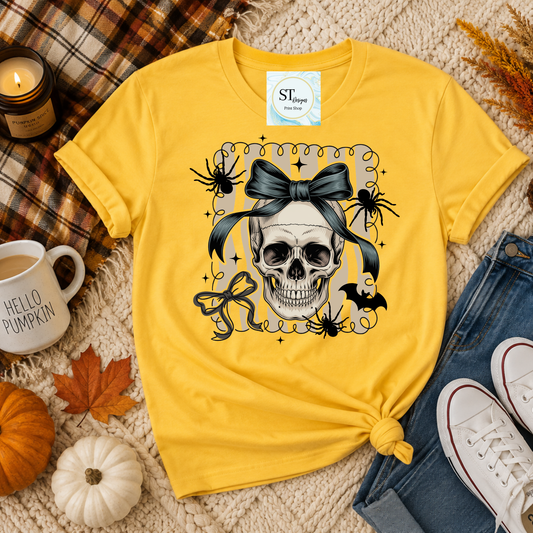 Skull with Bow Spooky Cute Halloween Graphic