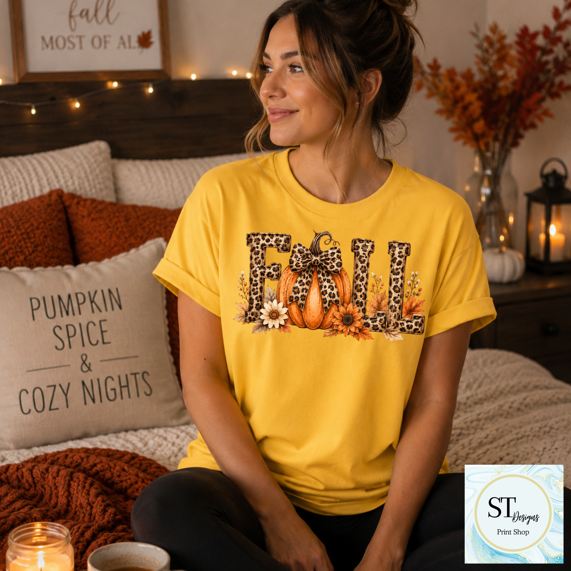 Leopard Pumpkin Fall Floral Autumn Vibes Shirt
