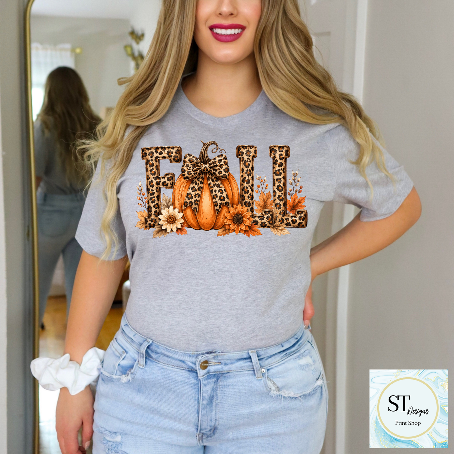 Leopard Pumpkin Fall Floral Autumn Vibes Shirt