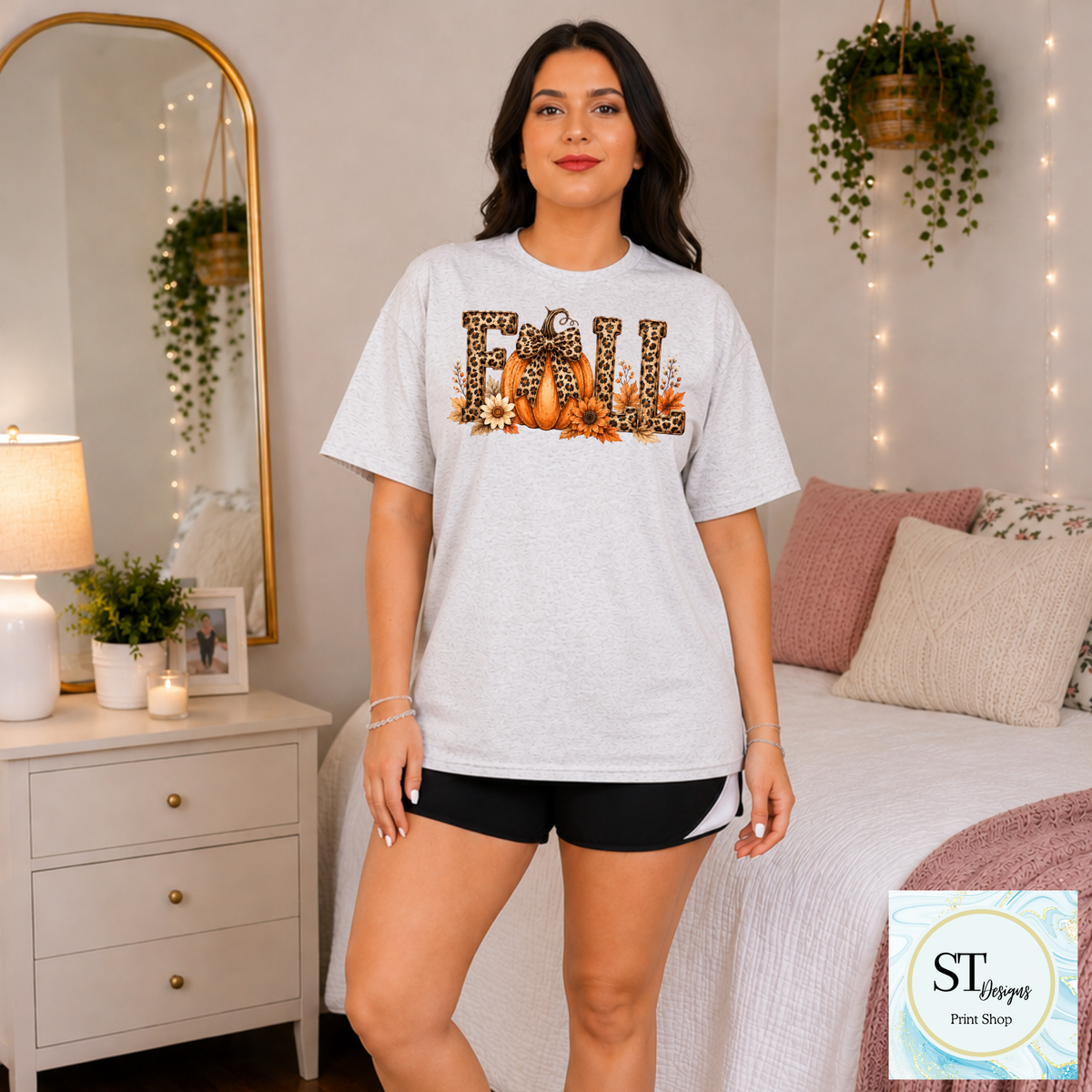 Leopard Pumpkin Fall Floral Autumn Vibes Shirt