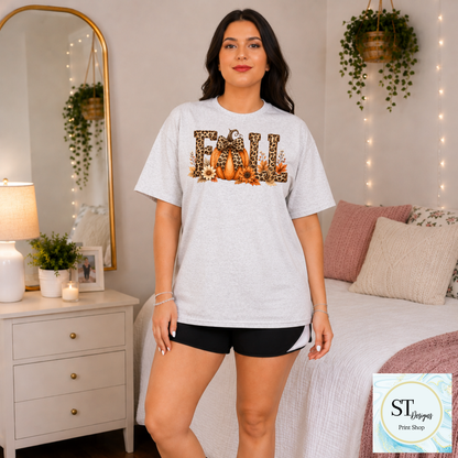 Leopard Pumpkin Fall Floral Autumn Vibes Shirt