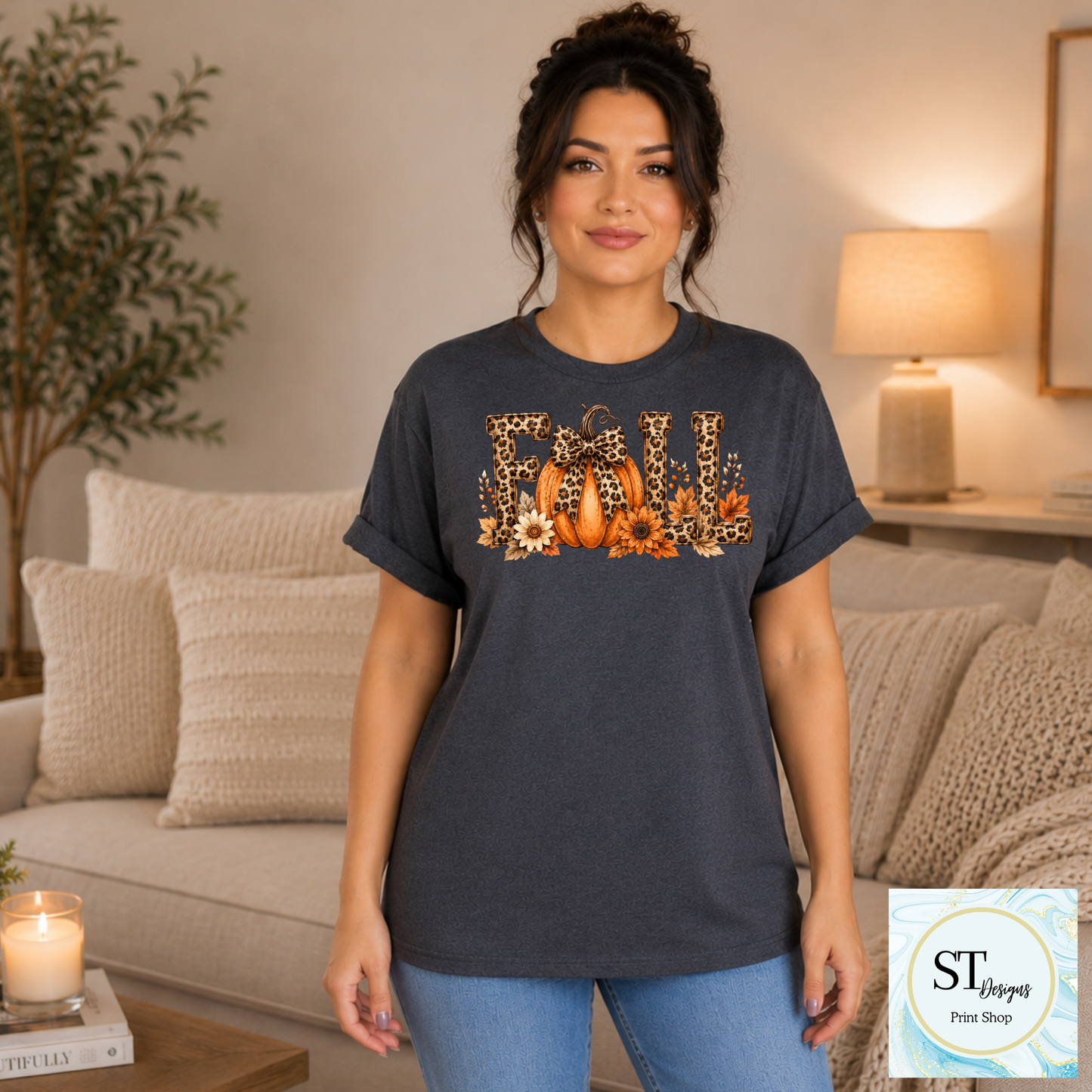 Leopard Pumpkin Fall Floral Autumn Vibes Shirt