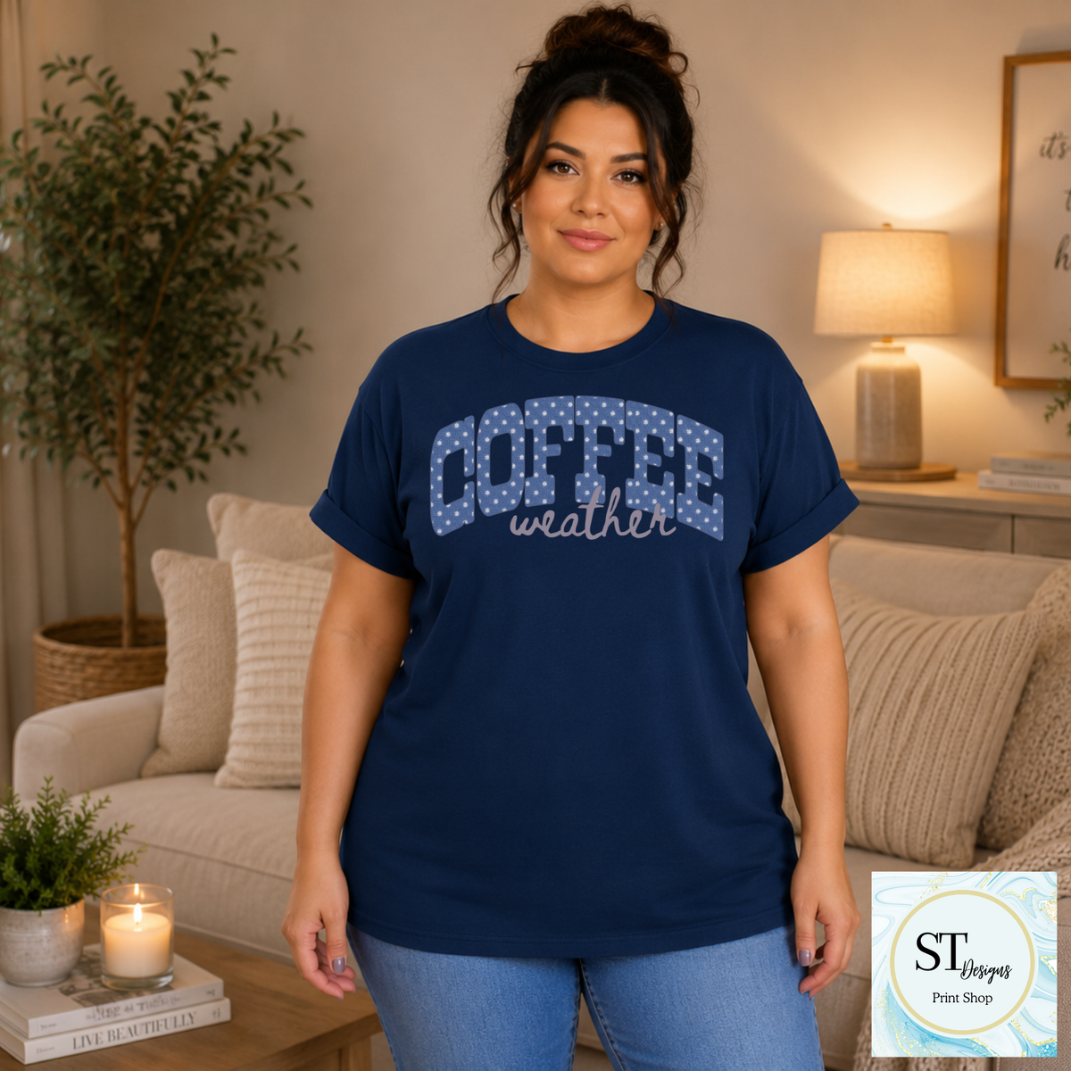 Coffee Weather Cozy Polka Dot Graphic