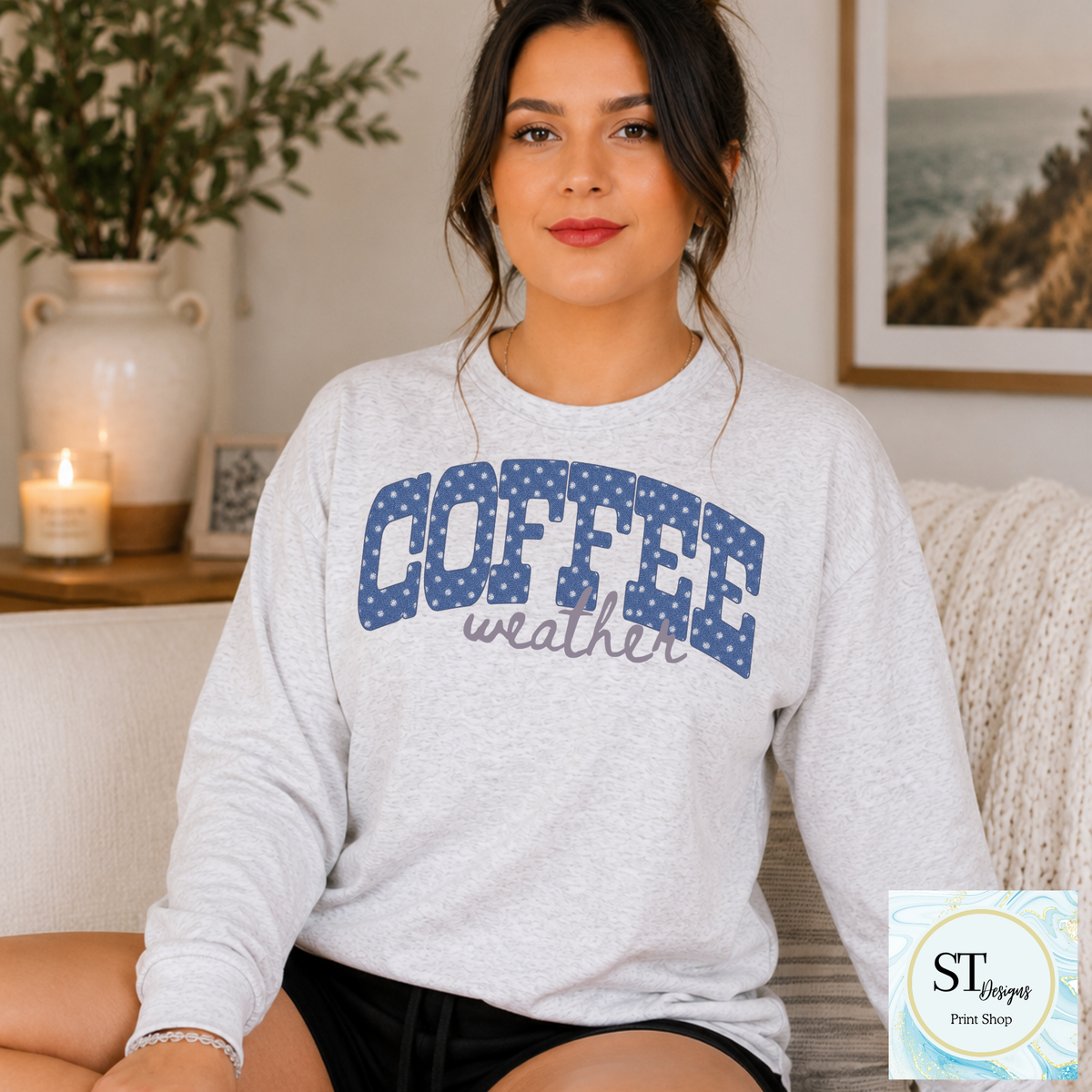 Coffee Weather Cozy Polka Dot Graphic