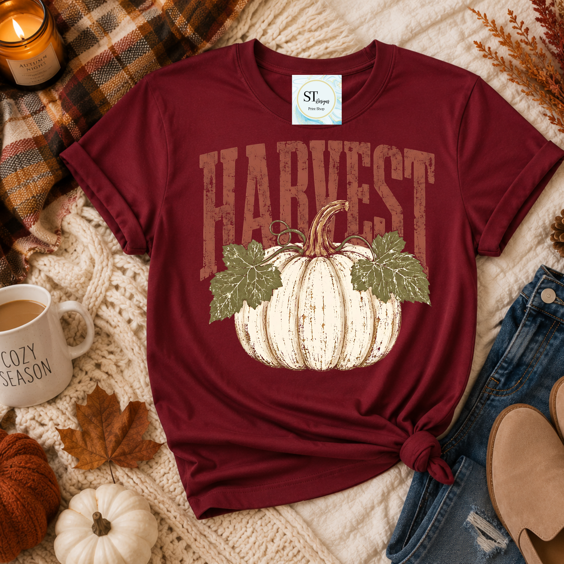 Harvest Pumpkin Vintage Fall Graphic Shirt