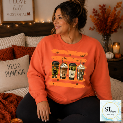 Spooky Coffee Cups Halloween Pumpkin Spice Graphic