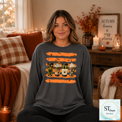 Spooky Coffee Cups Halloween Pumpkin Spice Graphic