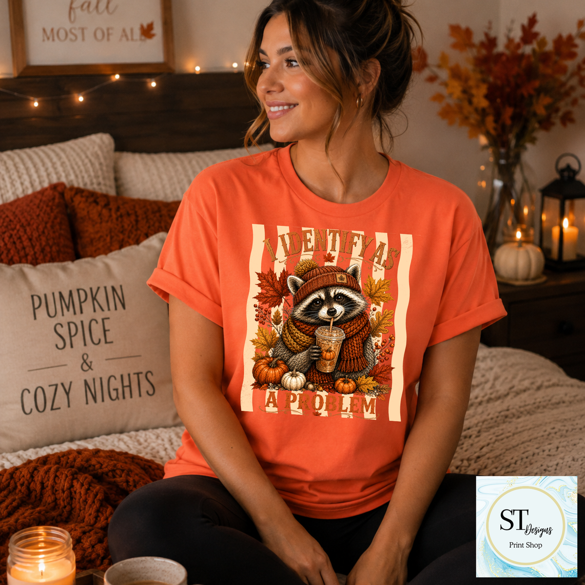 I Identify As A Problem Raccoon Fall Graphic