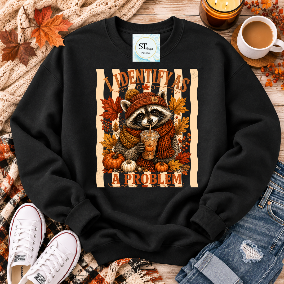 I Identify As A Problem Raccoon Fall Graphic