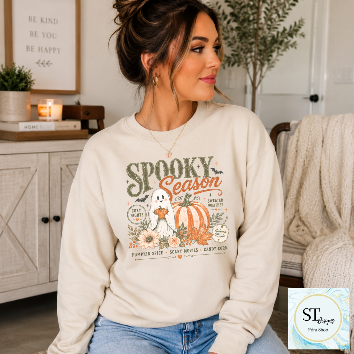 Spooky Season Retro Ghost Pumpkin Graphic