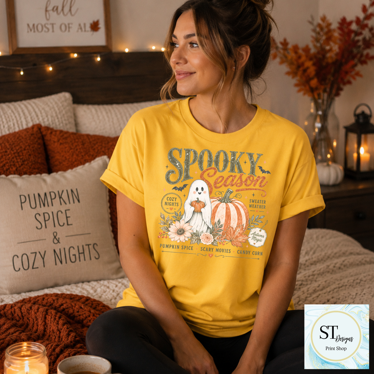 Spooky Season Retro Ghost Pumpkin Graphic