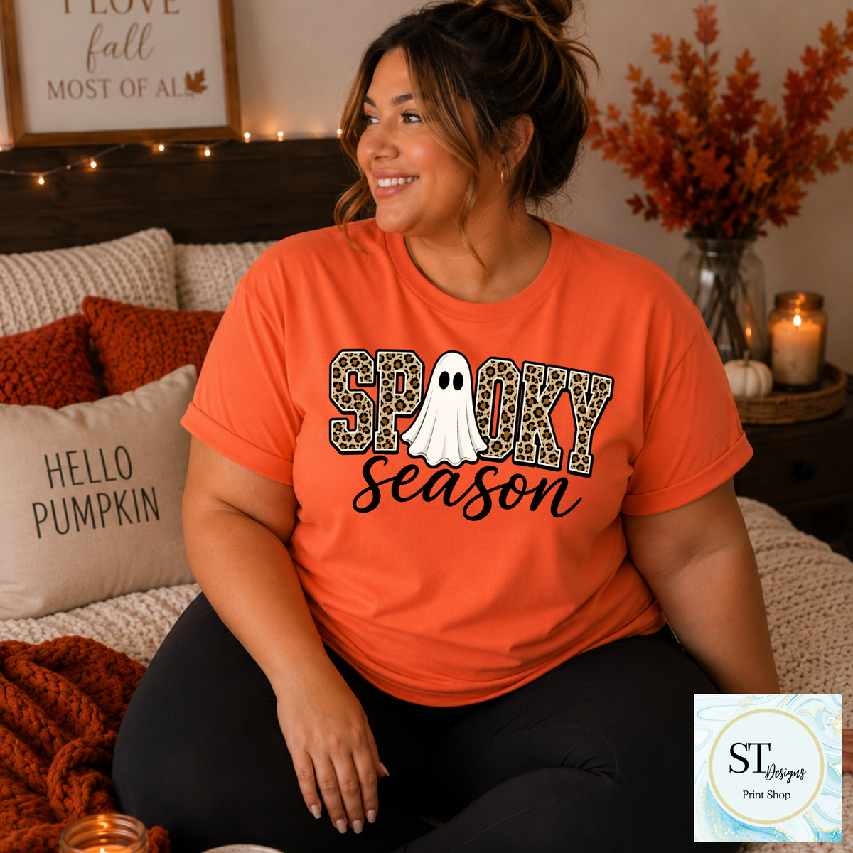 Spooky Season Leopard Ghost Halloween Graphic