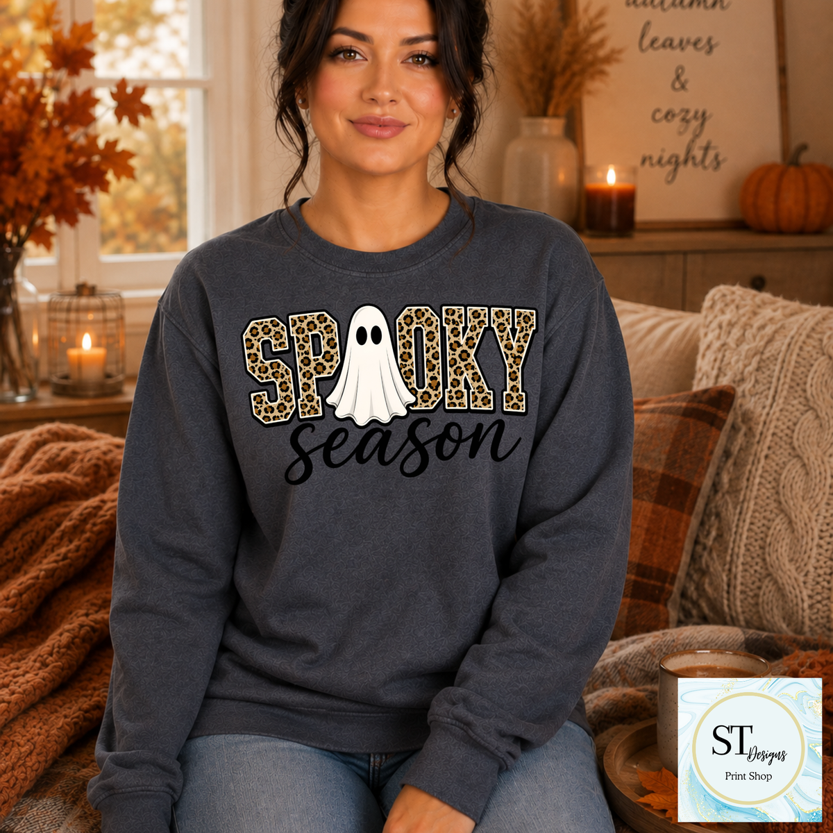Spooky Season Leopard Ghost Halloween Graphic